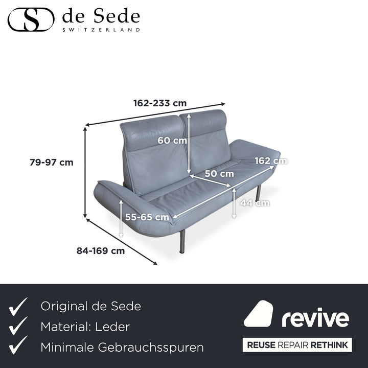 de Sede DS-450 Zweisitzer Leder Blau manuelle Funktion Sofa Couch