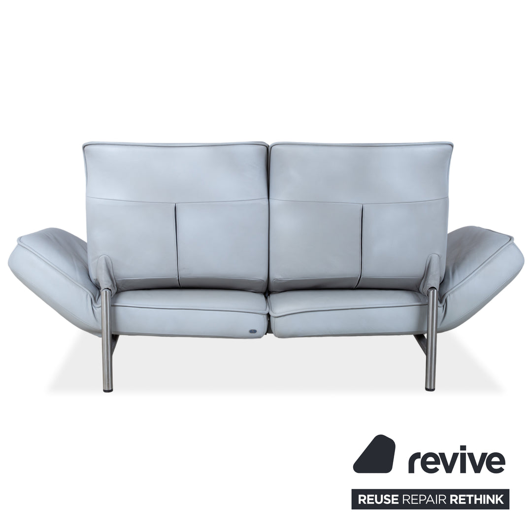 de Sede DS-450 Zweisitzer Leder Hellblau Eisblau Grau manuelle Funktion Sofa Couch