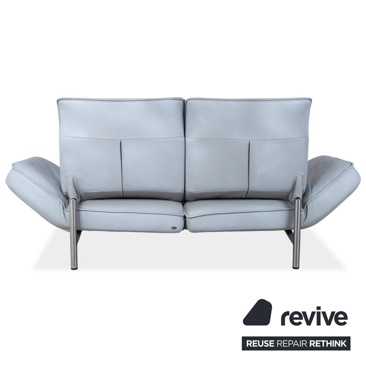 de Sede DS-450 Zweisitzer Leder Hellblau Eisblau Grau manuelle Funktion Sofa Couch