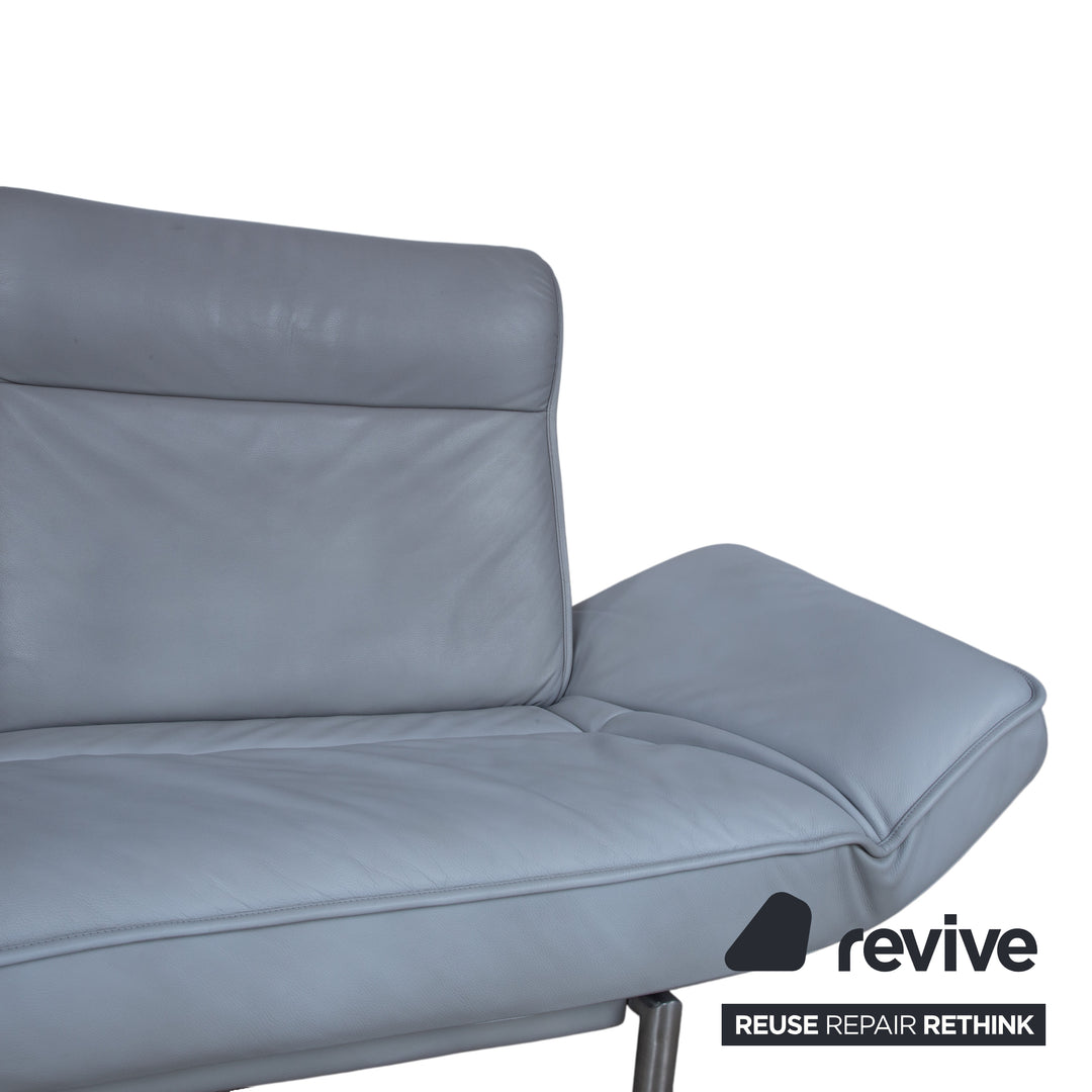 de Sede DS-450 Zweisitzer Leder Hellblau Eisblau Grau manuelle Funktion Sofa Couch