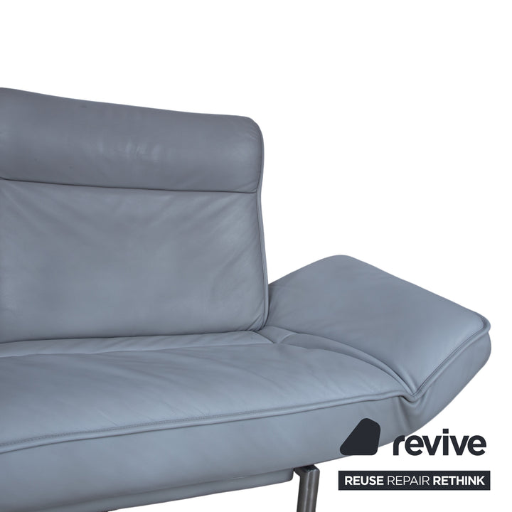 de Sede DS-450 Zweisitzer Leder Hellblau Eisblau Grau manuelle Funktion Sofa Couch