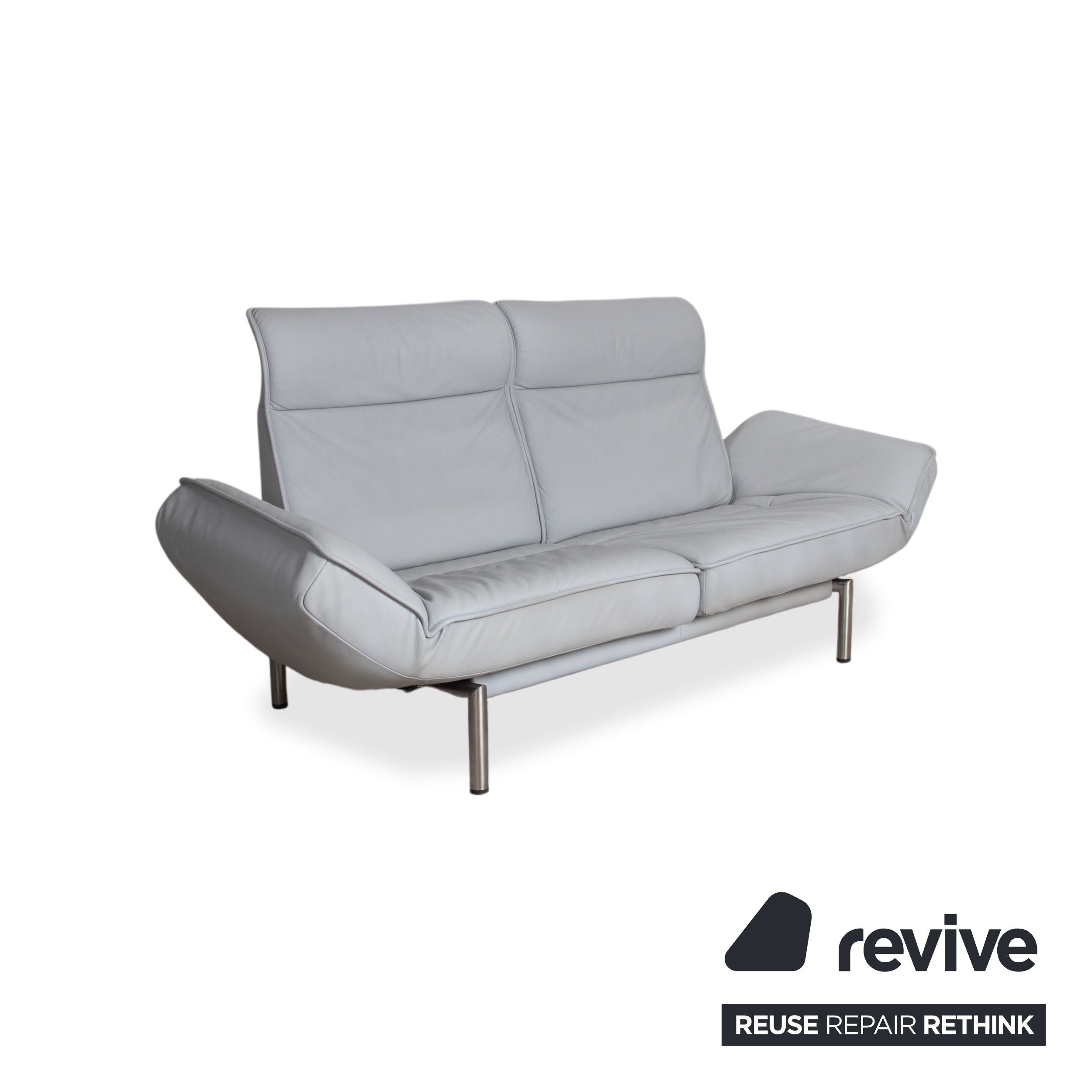 de Sede DS-450 Zweisitzer Leder Hellblau Eisblau Grau manuelle Funktion Sofa Couch