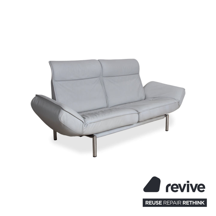 de Sede DS-450 Zweisitzer Leder Hellblau Eisblau Grau manuelle Funktion Sofa Couch
