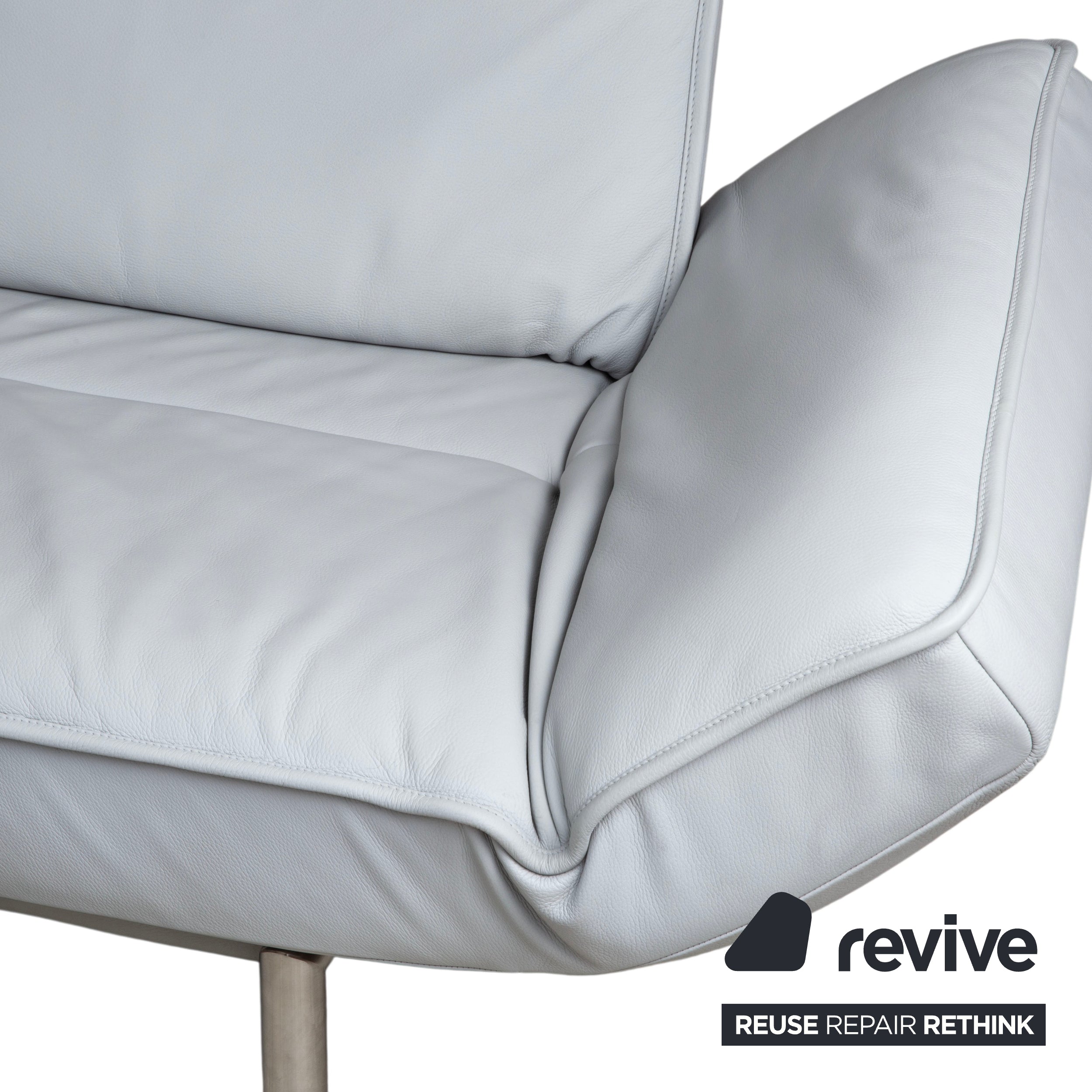 de Sede DS-450 Zweisitzer Leder Hellblau Eisblau Grau manuelle Funktion Sofa Couch