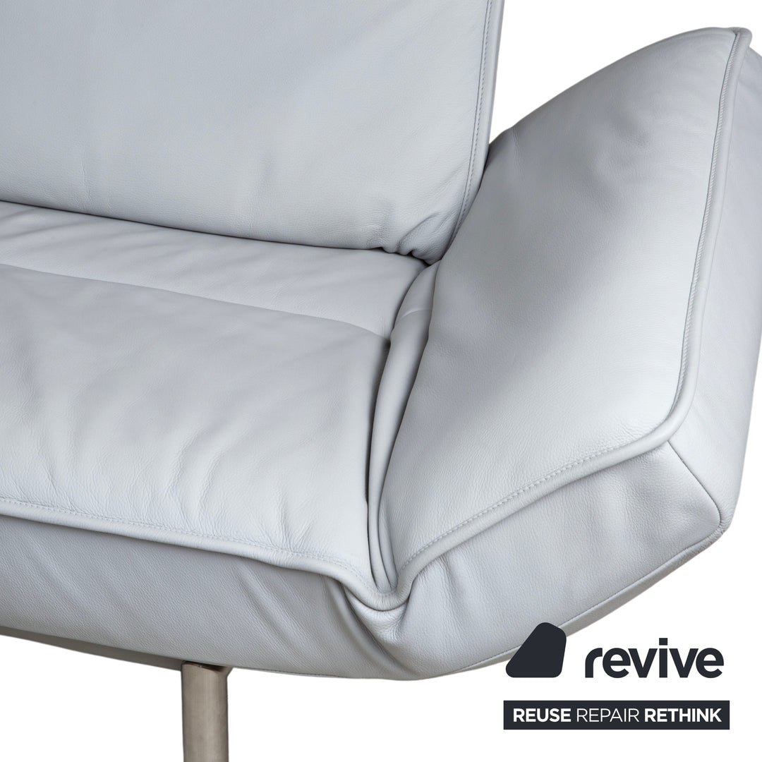 de Sede DS-450 Zweisitzer Leder Hellblau Eisblau Grau manuelle Funktion Sofa Couch