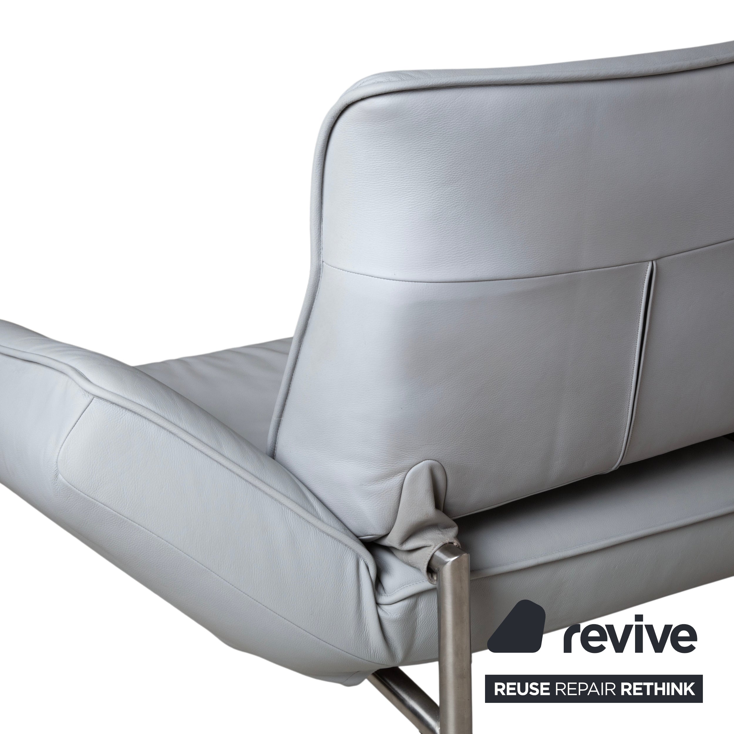 de Sede DS-450 Zweisitzer Leder Hellblau Eisblau Grau manuelle Funktion Sofa Couch