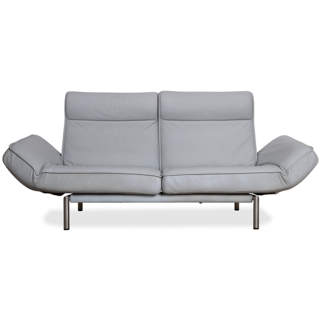 de Sede DS-450 Zweisitzer Leder Hellblau Eisblau Grau manuelle Funktion Sofa Couch