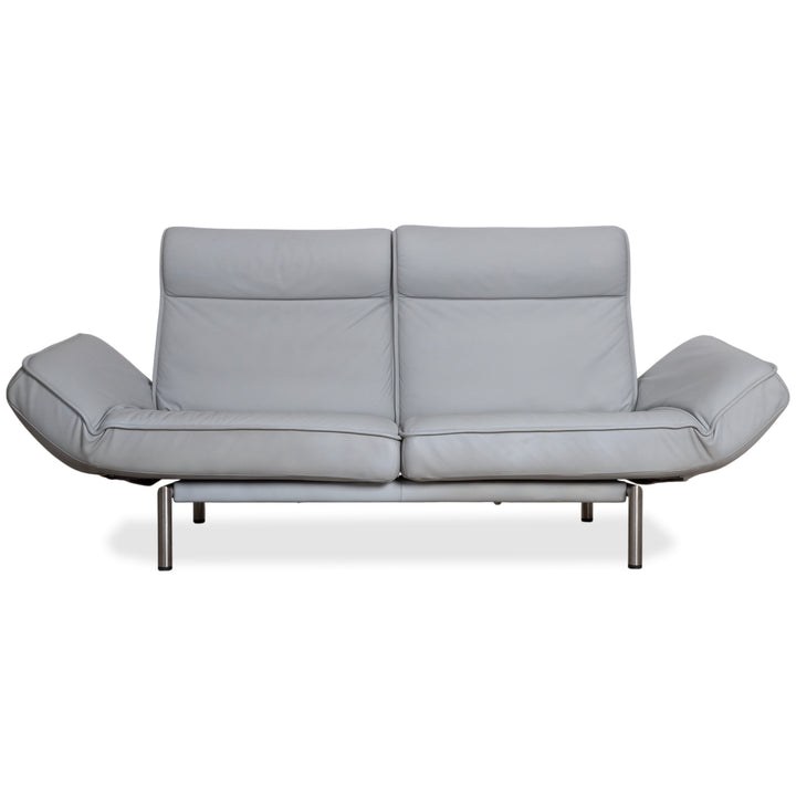 de Sede DS-450 Zweisitzer Leder Hellblau Eisblau Grau manuelle Funktion Sofa Couch