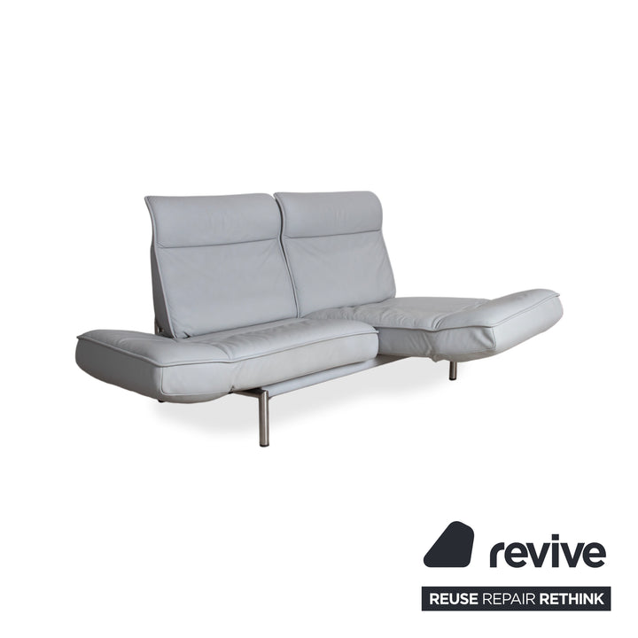 de Sede DS-450 Zweisitzer Leder Hellblau Eisblau Grau manuelle Funktion Sofa Couch