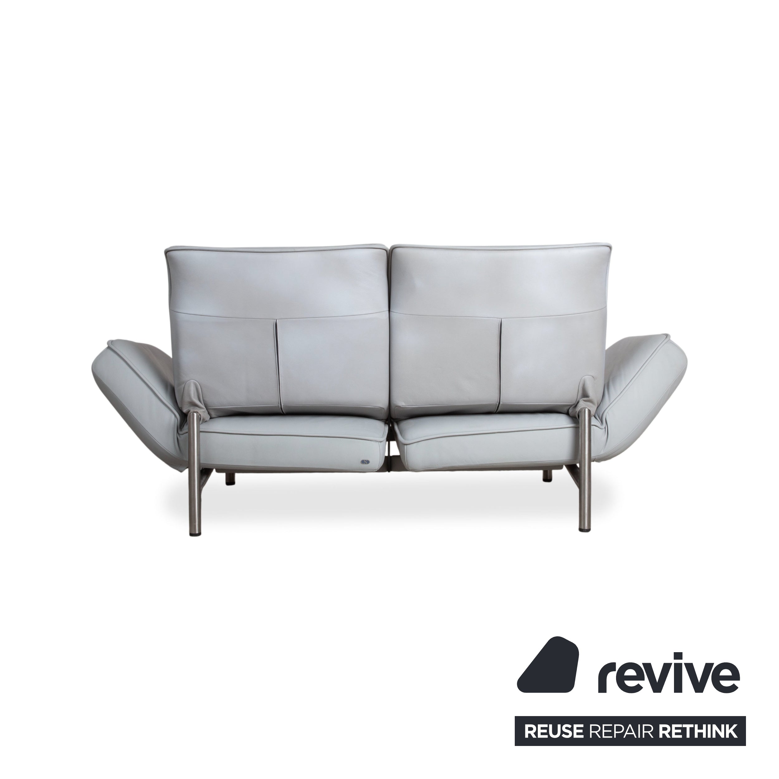 de Sede DS-450 Zweisitzer Leder Hellblau Eisblau Grau manuelle Funktion Sofa Couch