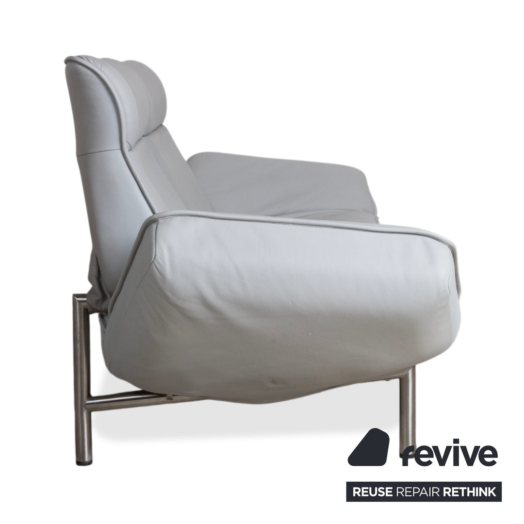 de Sede DS-450 Zweisitzer Leder Hellblau Eisblau Grau manuelle Funktion Sofa Couch
