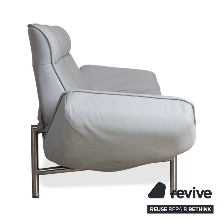 de Sede DS-450 Zweisitzer Leder Hellblau Eisblau Grau manuelle Funktion Sofa Couch