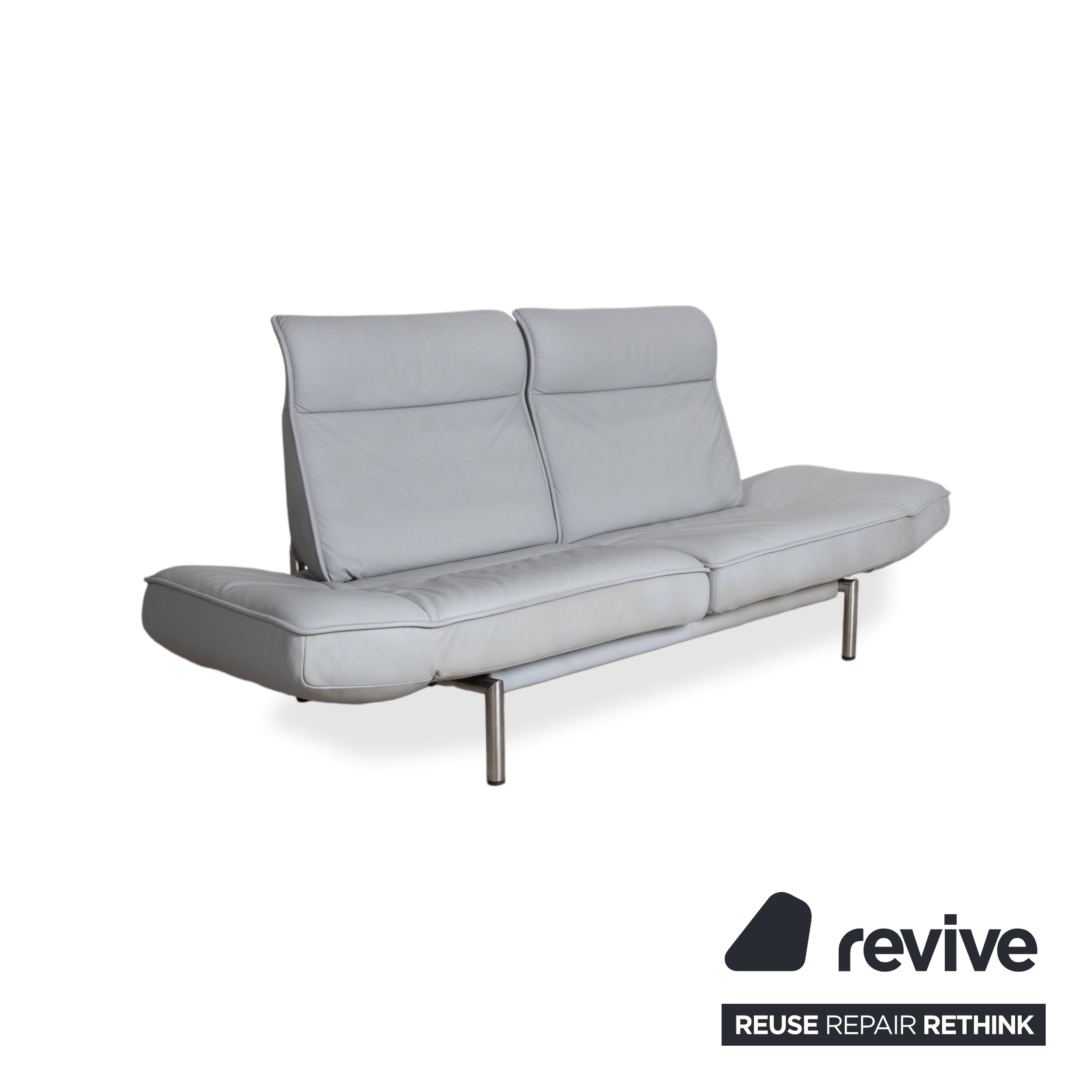 de Sede DS-450 Zweisitzer Leder Hellblau Eisblau Grau manuelle Funktion Sofa Couch