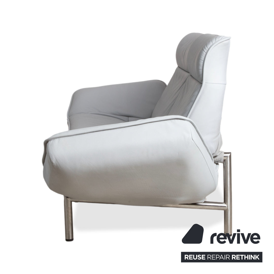 de Sede DS-450 Zweisitzer Leder Hellblau Eisblau Grau manuelle Funktion Sofa Couch