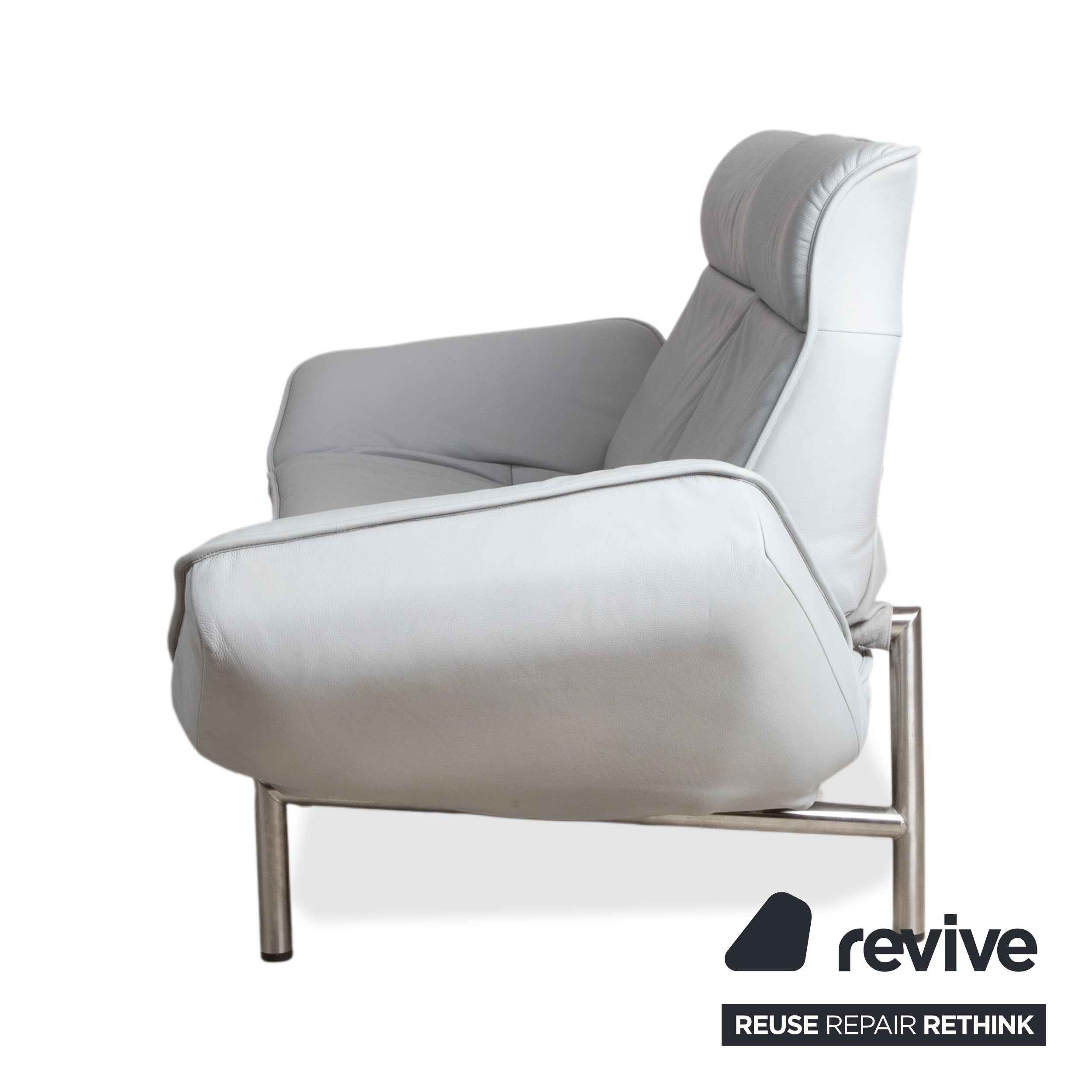 de Sede DS-450 Zweisitzer Leder Hellblau Eisblau Grau manuelle Funktion Sofa Couch