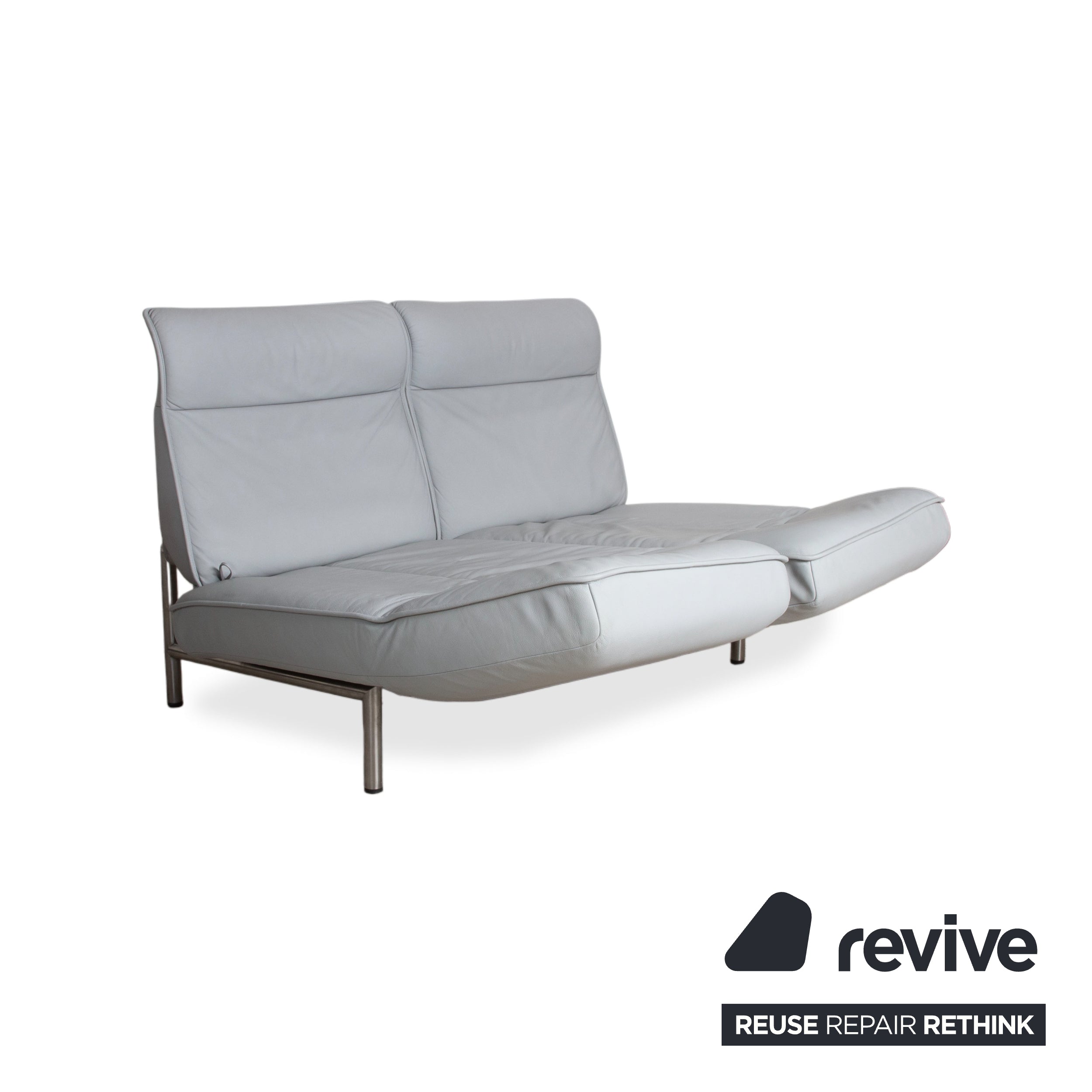 de Sede DS-450 Zweisitzer Leder Hellblau Eisblau Grau manuelle Funktion Sofa Couch