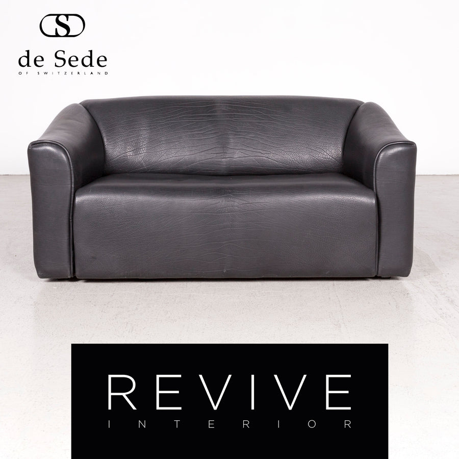 de Sede DS 47 Designer Leder Sofa Schwarz Echtleder Zweisitzer Couch Funktion #7962