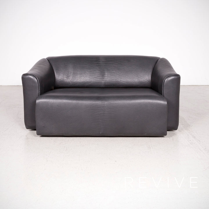de Sede DS 47 Designer Leder Sofa Schwarz Echtleder Zweisitzer Couch Funktion #7962