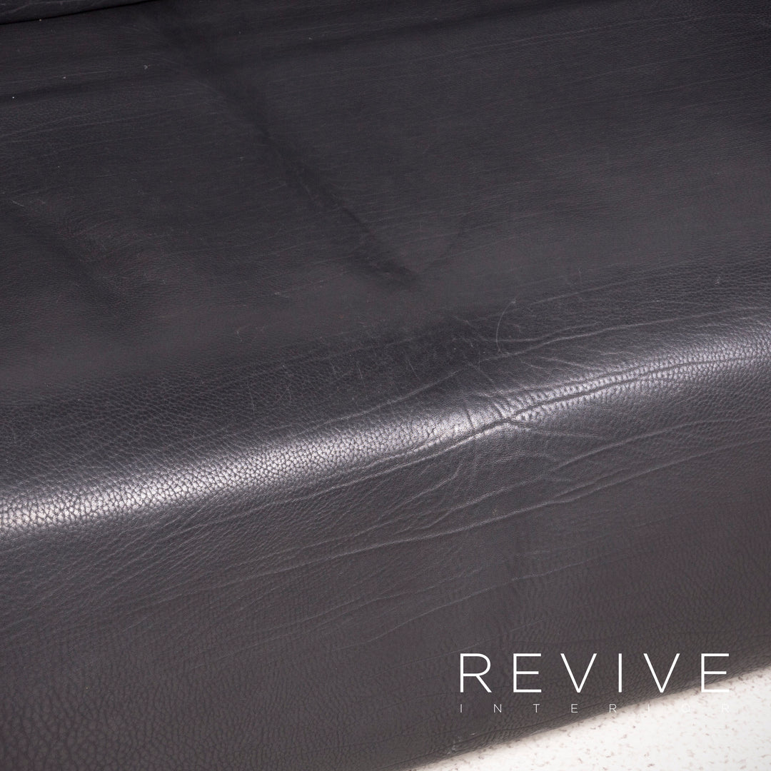 de Sede DS 47 Designer Leder Sofa Schwarz Echtleder Zweisitzer Couch Funktion #7962