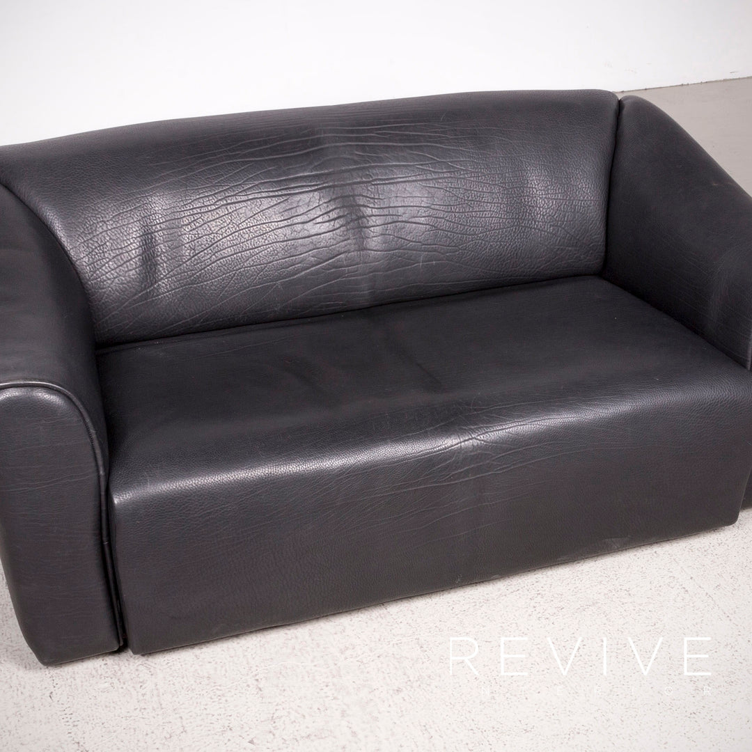 de Sede DS 47 Designer Leder Sofa Schwarz Echtleder Zweisitzer Couch Funktion #7962