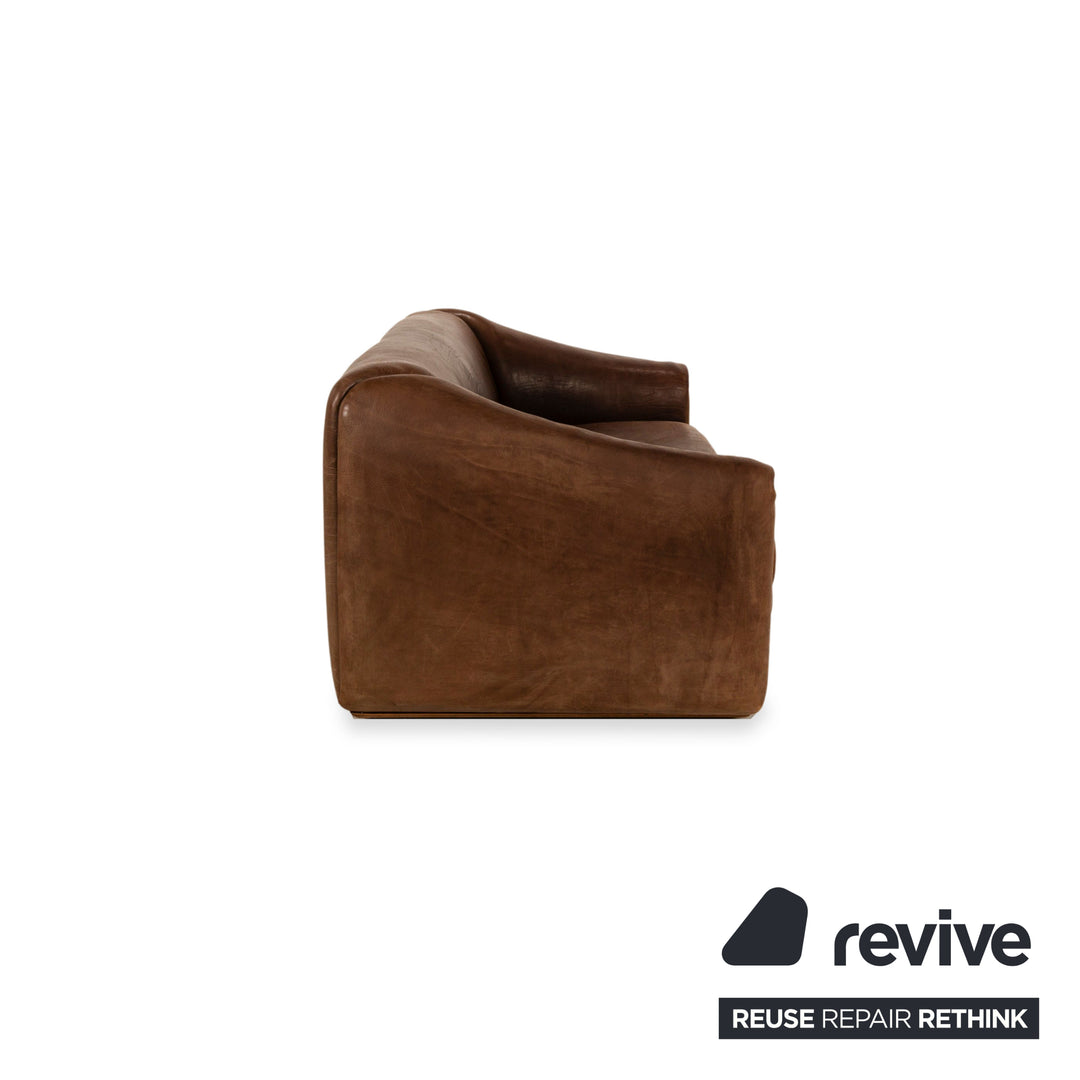 de Sede DS-47 Leder Dreisitzer Braun Sofa Couch Vintage