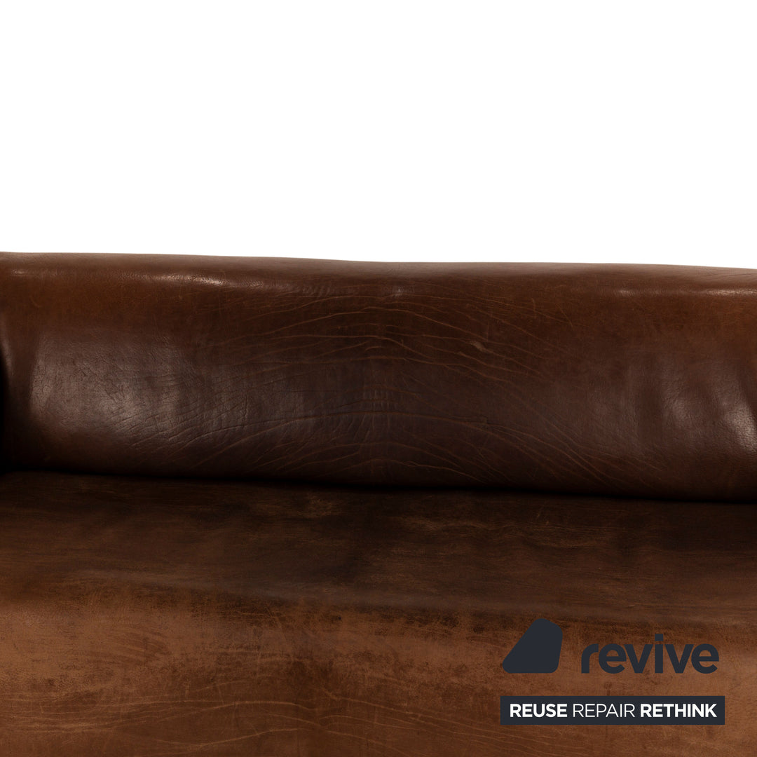 de Sede DS-47 Leder Dreisitzer Braun Sofa Couch Vintage