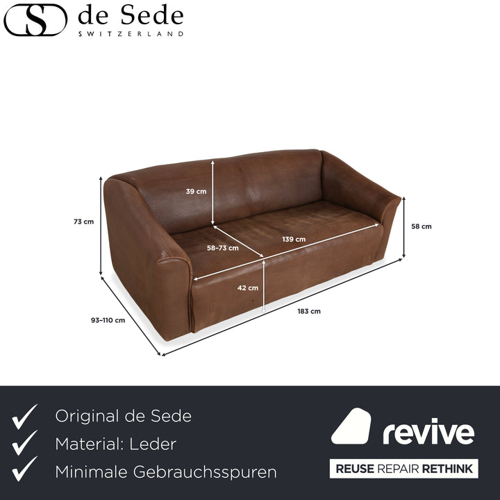 de Sede DS-47 Leder Dreisitzer Braun Cognac Sofa Couch Vintage manuelle Funktion