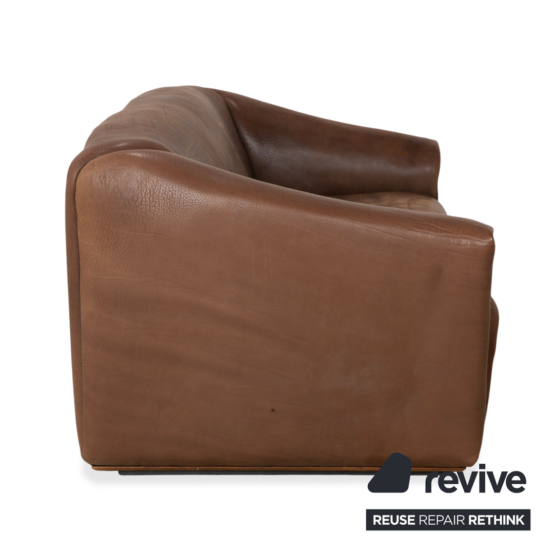 de Sede DS-47 Leder Dreisitzer Braun Cognac Sofa Couch Vintage manuelle Funktion
