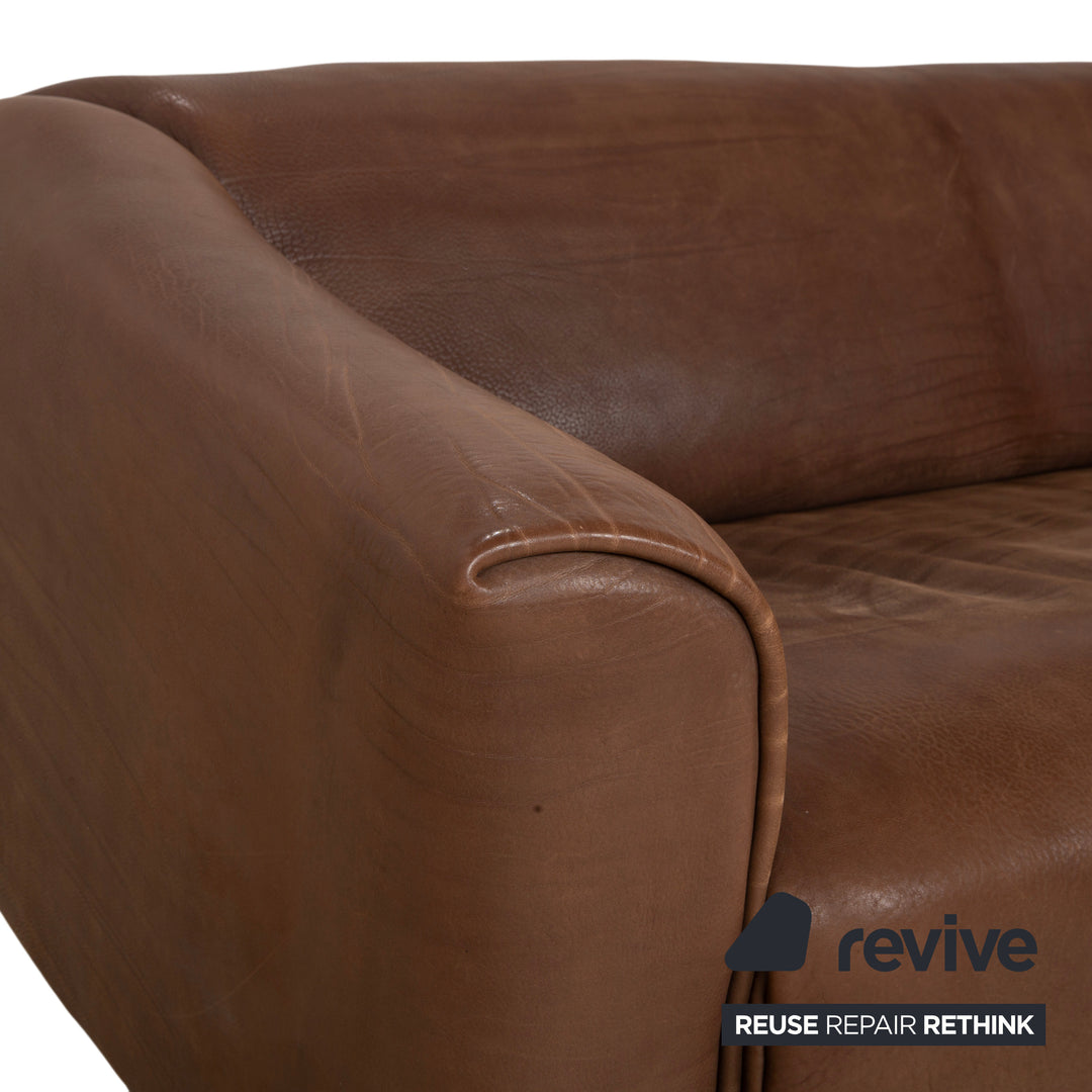 de Sede DS-47 Leder Dreisitzer Braun Cognac Sofa Couch Vintage manuelle Funktion
