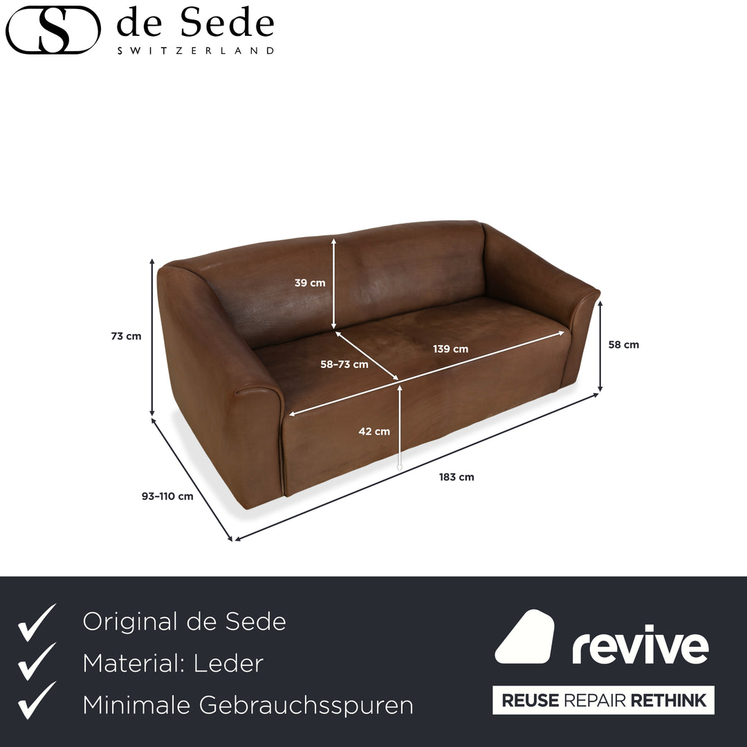 de Sede DS-47 Leder Dreisitzer Braun Cognac Sofa Couch Vintage manuelle Funktion