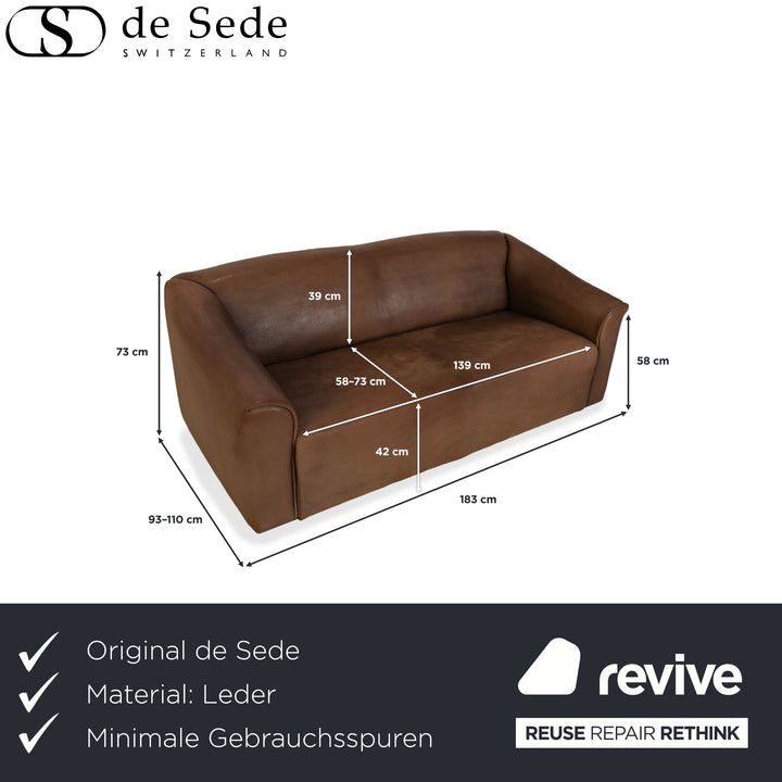 de Sede DS-47 Leder Dreisitzer Braun Cognac Sofa Couch Vintage manuelle Funktion