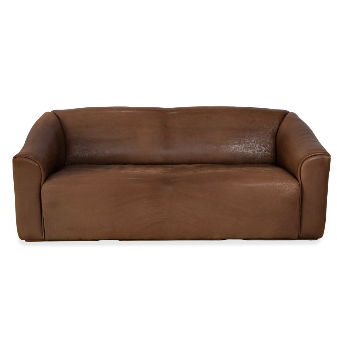 de Sede DS-47 Leder Dreisitzer Braun Cognac Sofa Couch Vintage manuelle Funktion