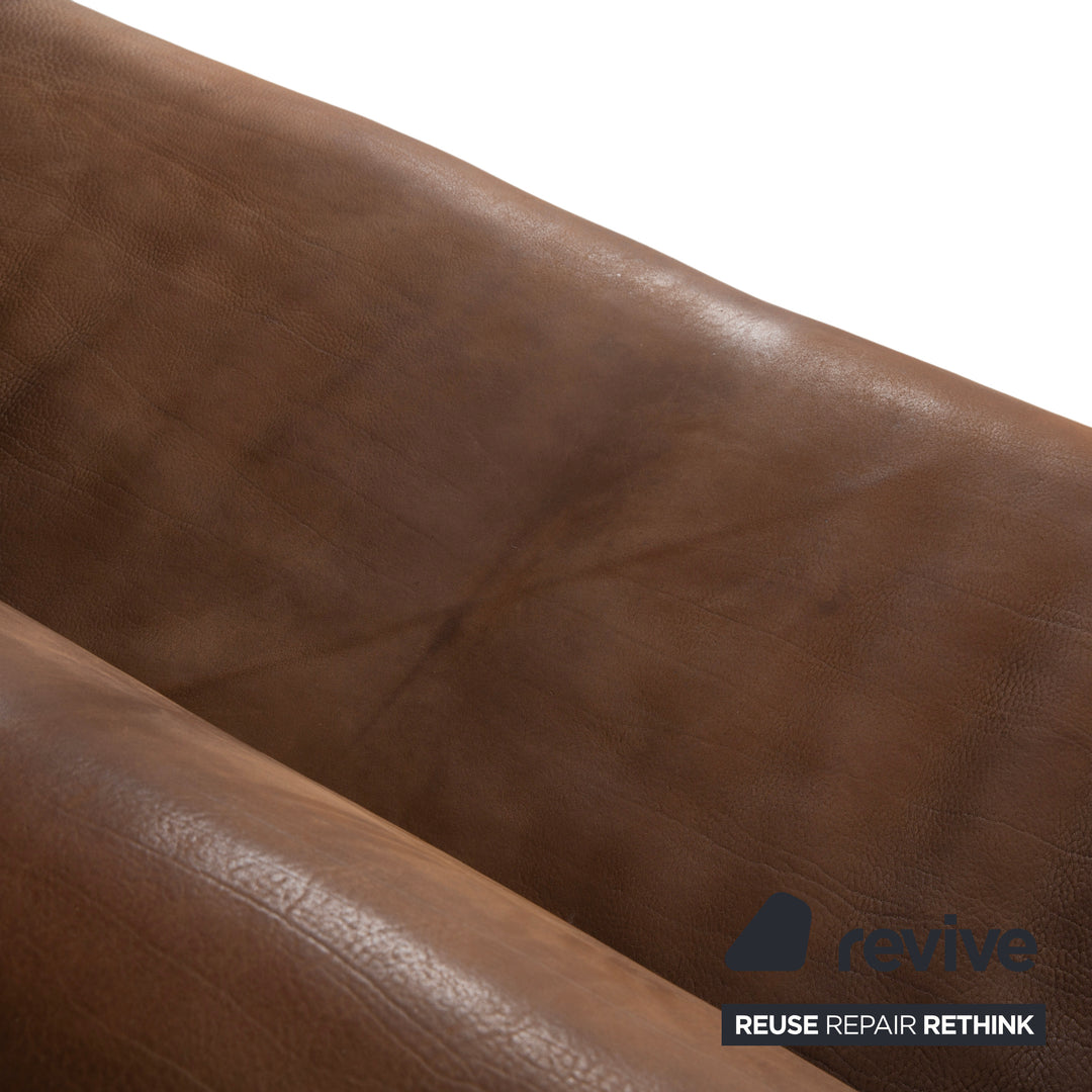 de Sede DS-47 Leder Dreisitzer Braun Cognac Sofa Couch Vintage manuelle Funktion
