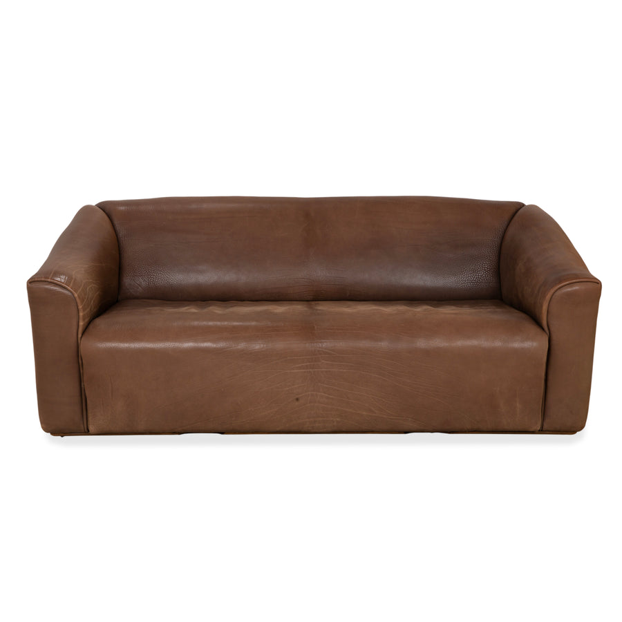 de Sede DS-47 Leder Dreisitzer Braun Cognac Sofa Couch Vintage manuelle Funktion