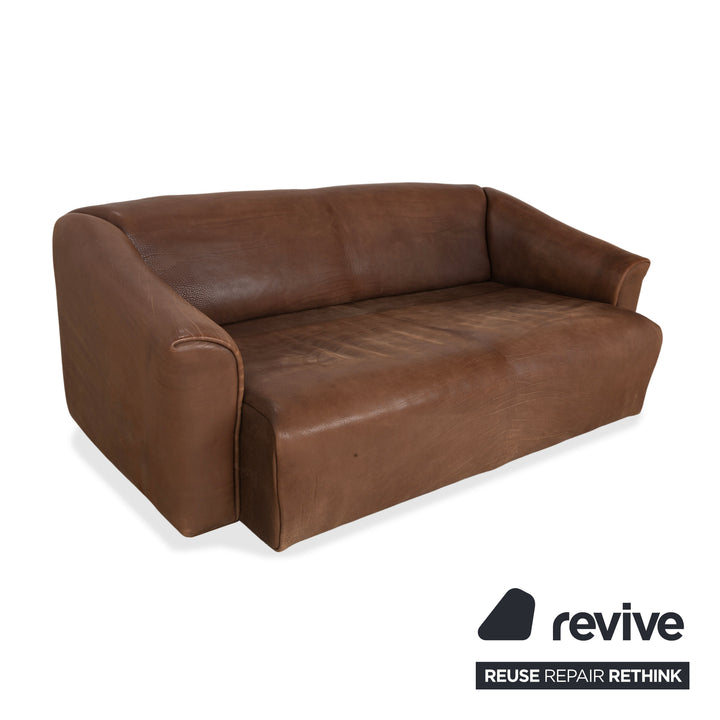 de Sede DS-47 Leder Dreisitzer Braun Cognac Sofa Couch Vintage manuelle Funktion