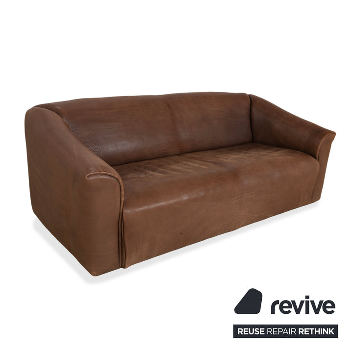 de Sede DS-47 Leder Dreisitzer Braun Cognac Sofa Couch Vintage manuelle Funktion