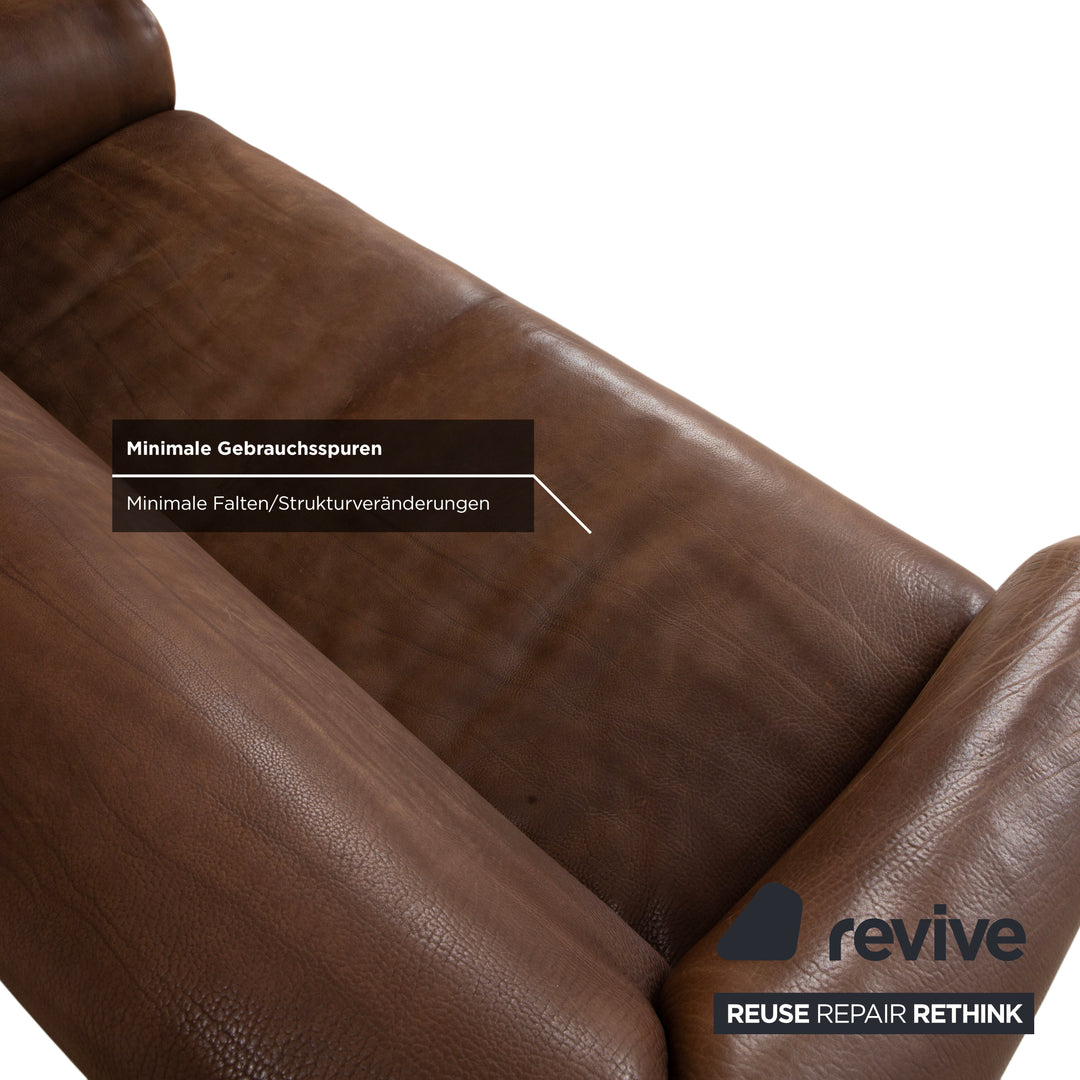 de Sede DS-47 Leder Dreisitzer Braun Cognac Sofa Couch Vintage manuelle Funktion