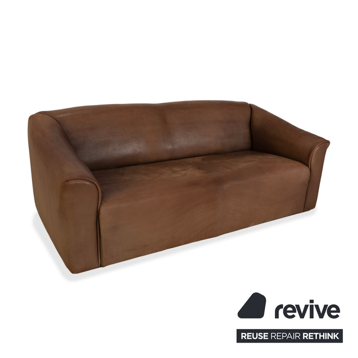 de Sede DS-47 Leder Dreisitzer Braun Cognac Sofa Couch Vintage manuelle Funktion