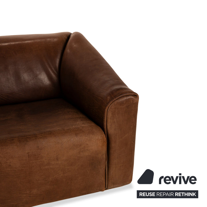 de Sede DS-47 Leder Dreisitzer Braun Sofa Couch Vintage