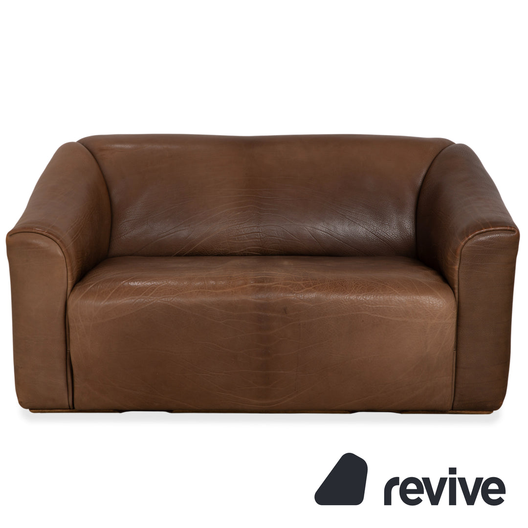 de Sede DS-47 Leather Three-Seater Two-Seater Brown Cognac Sofa Couch Vintage Manual Function