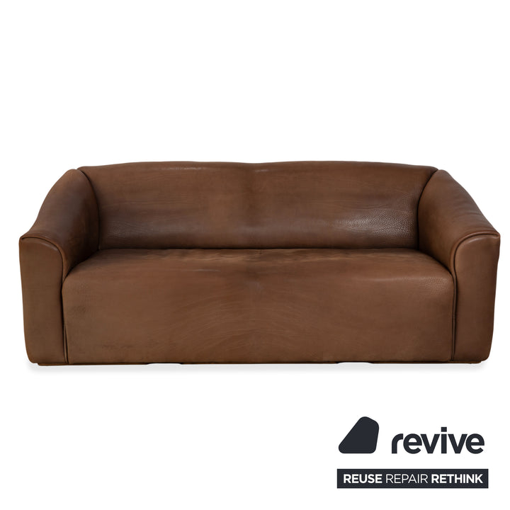 de Sede DS-47 Leather Three-Seater Two-Seater Brown Cognac Sofa Couch Vintage Manual Function