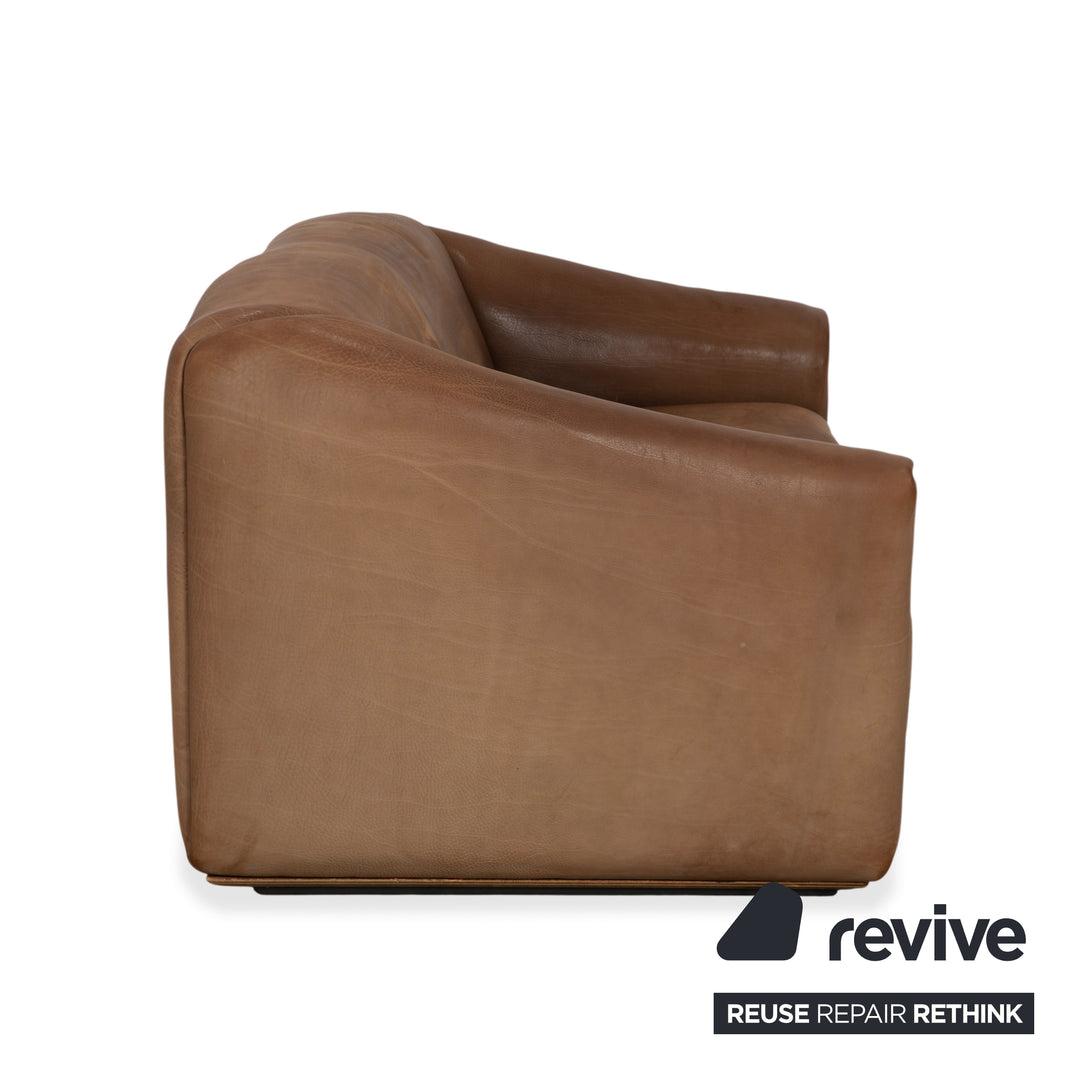 de Sede DS-47 Leather Three-Seater Two-Seater Brown Cognac Sofa Couch Vintage Manual Function