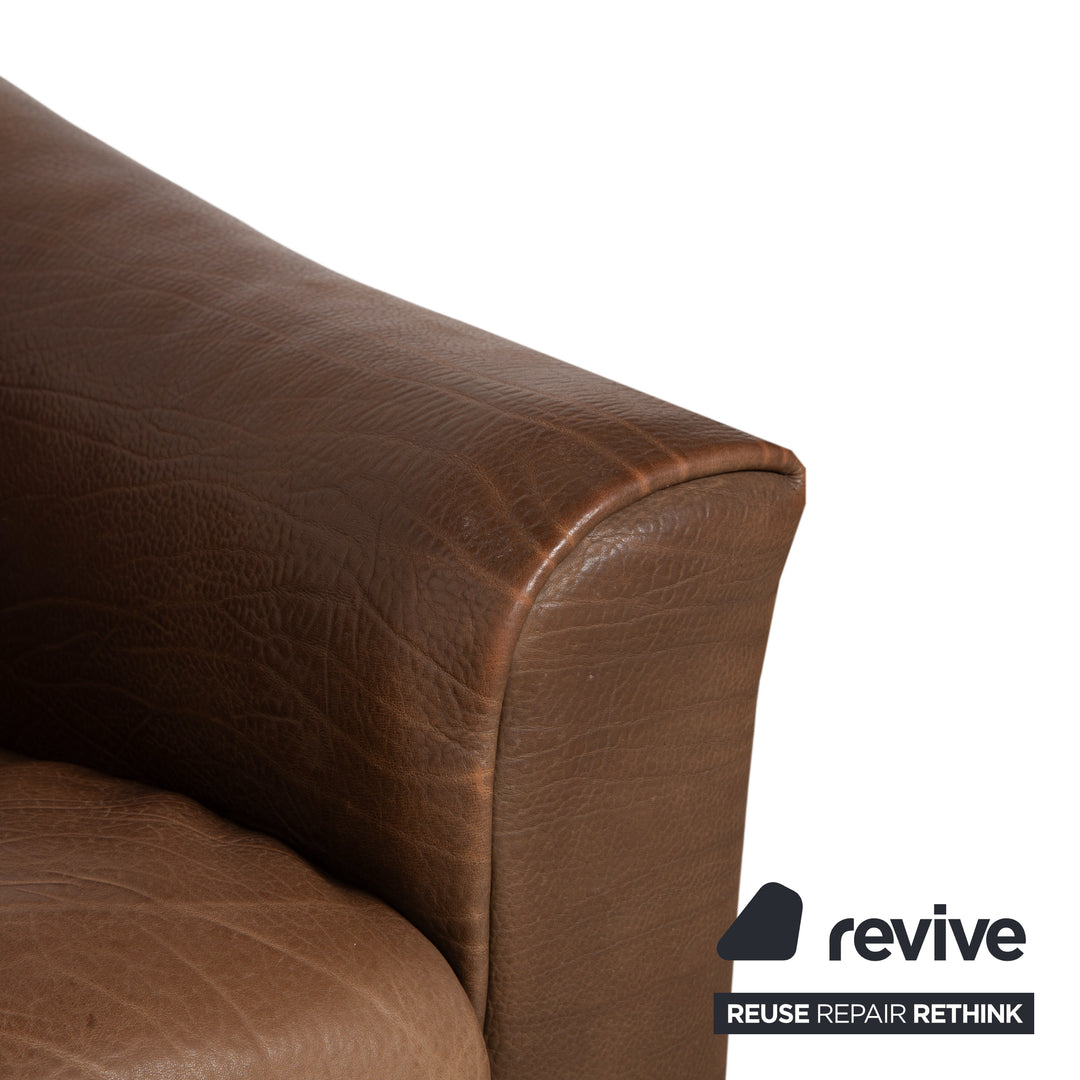 de Sede DS-47 Leather Three-Seater Two-Seater Brown Cognac Sofa Couch Vintage Manual Function