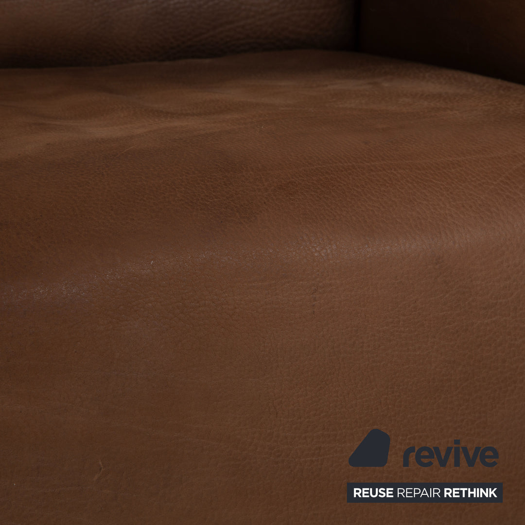 de Sede DS-47 Leather Three-Seater Two-Seater Brown Cognac Sofa Couch Vintage Manual Function