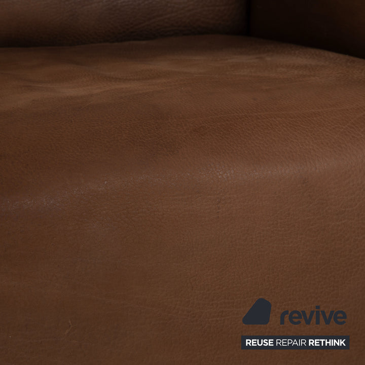 de Sede DS-47 Leather Three-Seater Two-Seater Brown Cognac Sofa Couch Vintage Manual Function