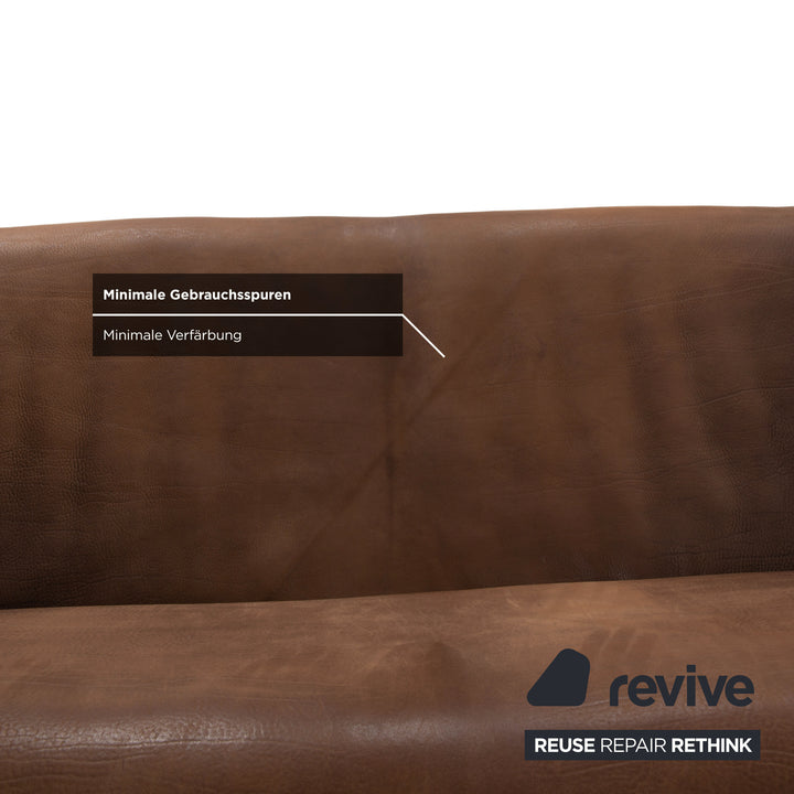 de Sede DS-47 Leather Three-Seater Two-Seater Brown Cognac Sofa Couch Vintage Manual Function