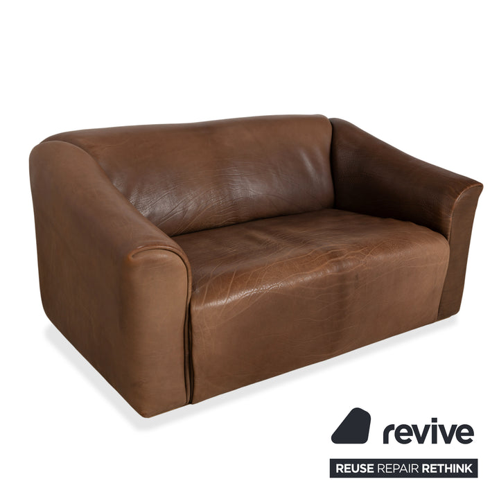 de Sede DS-47 Leather Three-Seater Two-Seater Brown Cognac Sofa Couch Vintage Manual Function