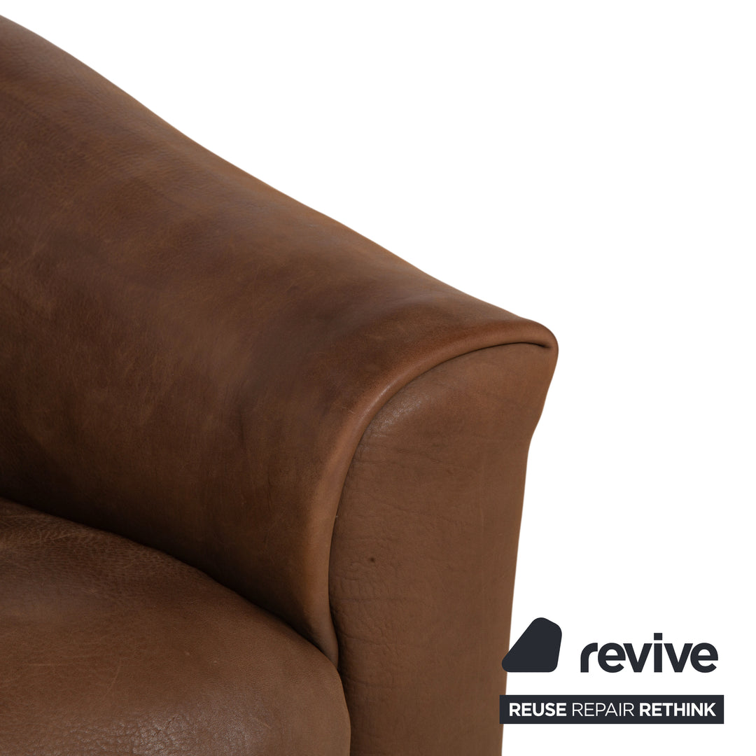 de Sede DS-47 Leather Three-Seater Two-Seater Brown Cognac Sofa Couch Vintage Manual Function