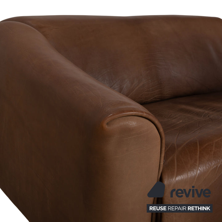 de Sede DS-47 Leather Three-Seater Two-Seater Brown Cognac Sofa Couch Vintage Manual Function