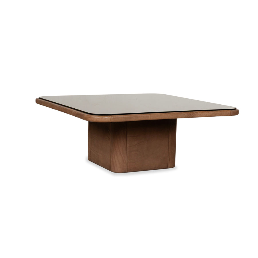 Table basse en cuir et verre marron De Sede DS-47